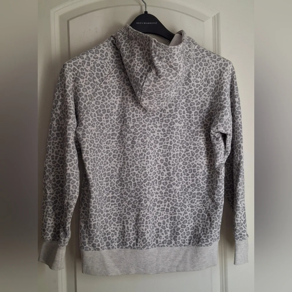 Hooey Girl's Snow Leopard Heather Grey Hooded Sweatshirt Sz L Western Rodeo Cowg